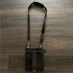 Coach Women's Signature Stripe 'Black/Black' Small Swingpack Crossbody Bag